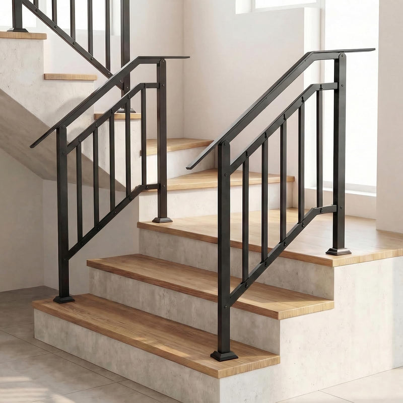 Load image into Gallery viewer, Goplus 3-Step Galvanized Metal Hand Rails with Adjustable Angle for Outdoor Steps (2 Pack)
