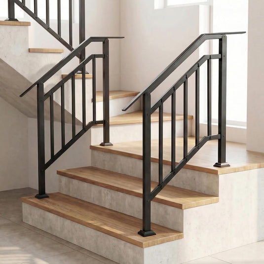 Goplus 3-Step Galvanized Metal Hand Rails with Adjustable Angle for Outdoor Steps (2 Pack)