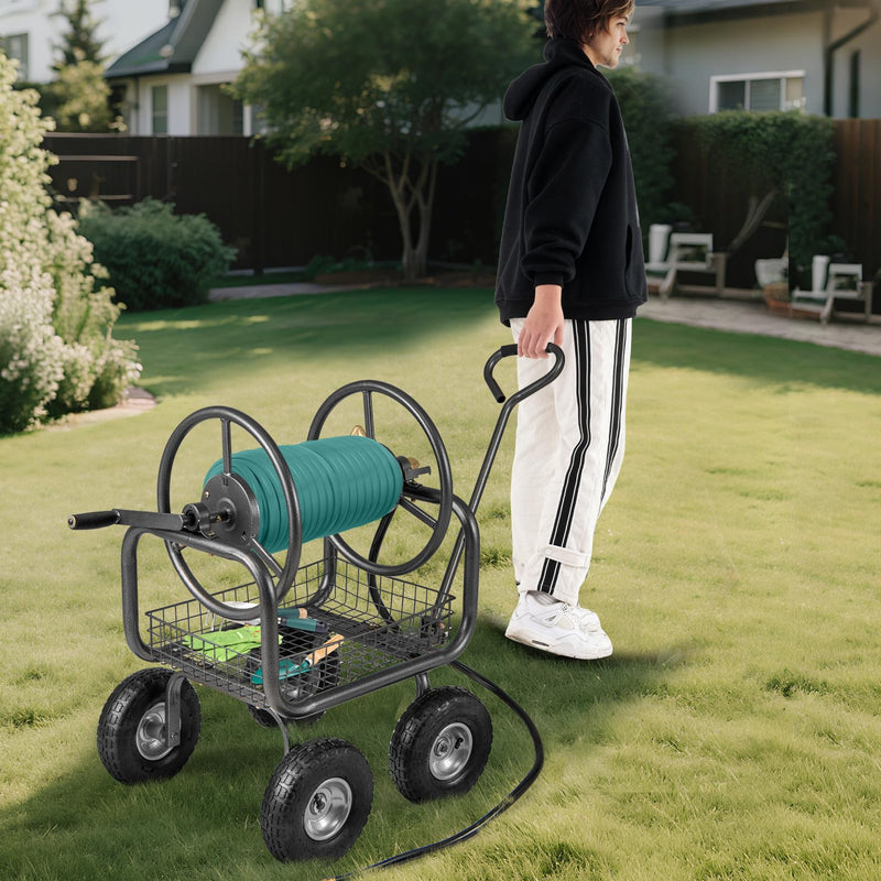 Load image into Gallery viewer, Goplus Hose Reel Cart with Storage Basket Hold Up to 300 ft of 5/8&quot; Hoses
