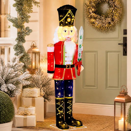 Goplus 5 FT Nutcracker Christmas Decor Outdoor with 100 LED Lights