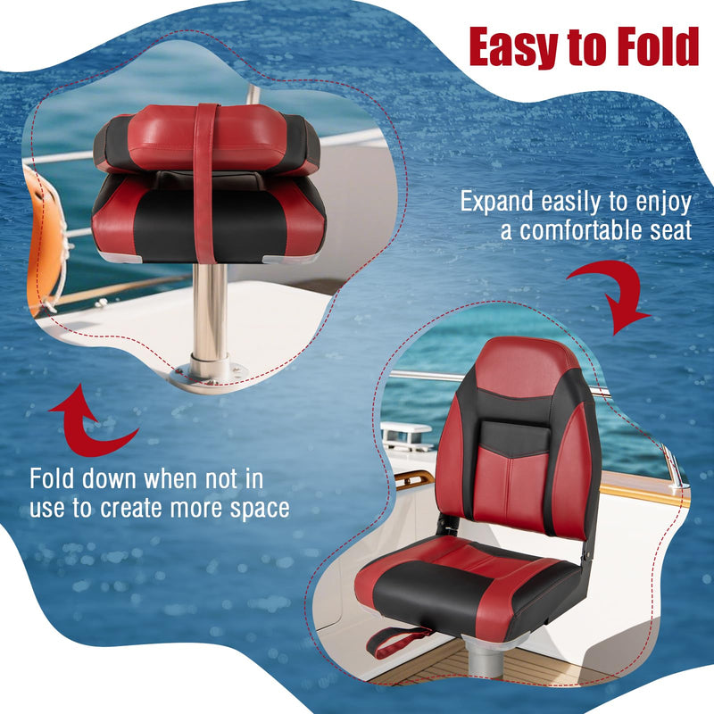 Load image into Gallery viewer, Goplus 2 Pieces High Back Folding Boat Seat Set with Sponge Cushion
