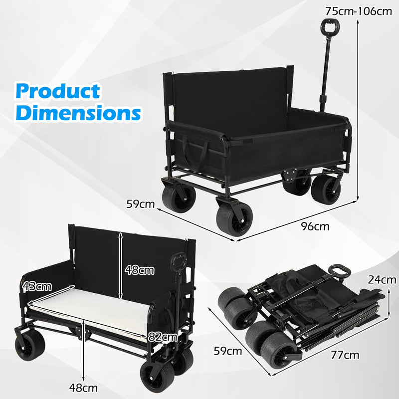 Load image into Gallery viewer, Goplus 2-in-1 Wagon Bench Seat Combo with Adjustable Push/Pull Handle &amp; Soft Cushions
