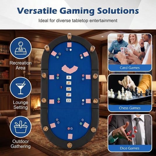 Goplus 84"x42" Foldable Poker Table Top for 10 Players w/Cup Holders