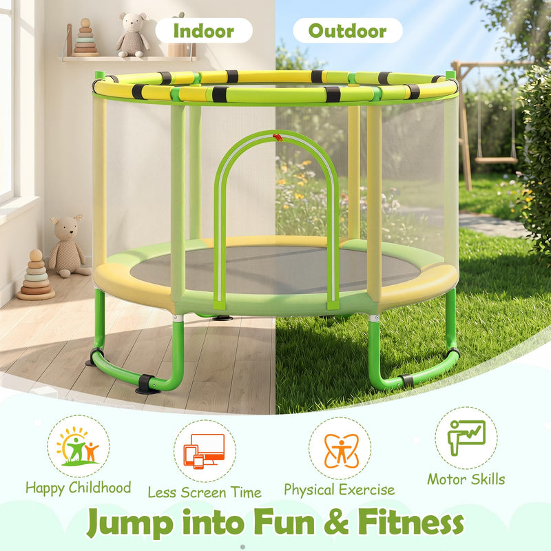 Load image into Gallery viewer, Goplus Trampoline for Kids with Enclosure Adjustable Gymnastics Bar Swing &amp; Basketball Hoop
