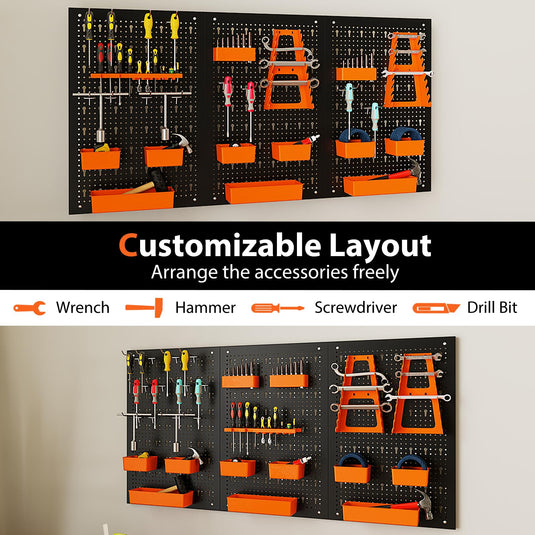 Goplus Pegboard Wall Organizer with Hammer Racks Tool Holders & Hooks
