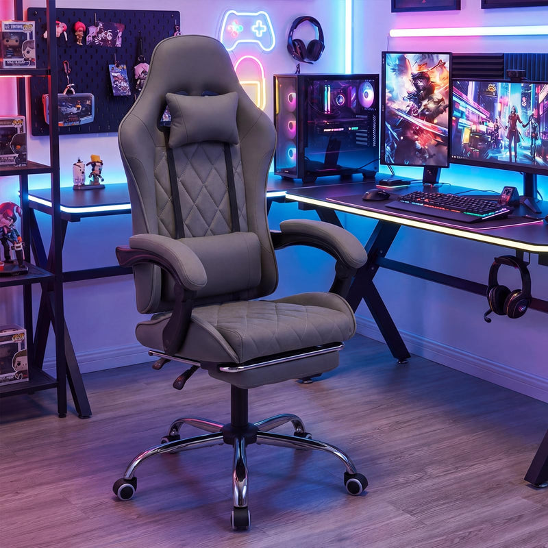 Load image into Gallery viewer, Goplus Ergonomic Gaming Chair with Linkage Armrests &amp; Detachable Headrest for Home Office
