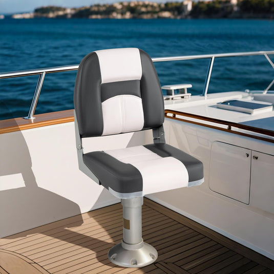 Goplus 2-Pack Boat Seats with Thick Sponge Padding and Fixing Bolts-Gray