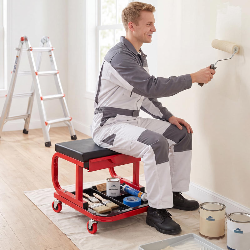 Load image into Gallery viewer, Goplus Mechanic Rolling Stool w/Tool Trays and Magnetic Drawer | 330 LBS Capacity
