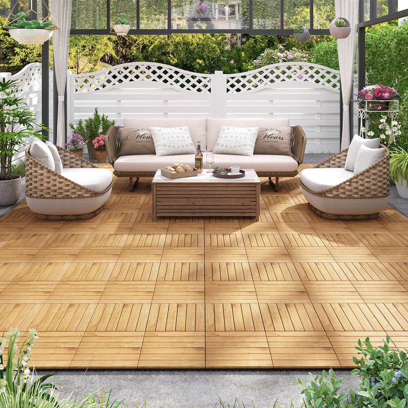 Load image into Gallery viewer, 12&quot; x 12&quot; Snap-Lock Outdoor Interlocking Flooring Tiles 30 Pcs
