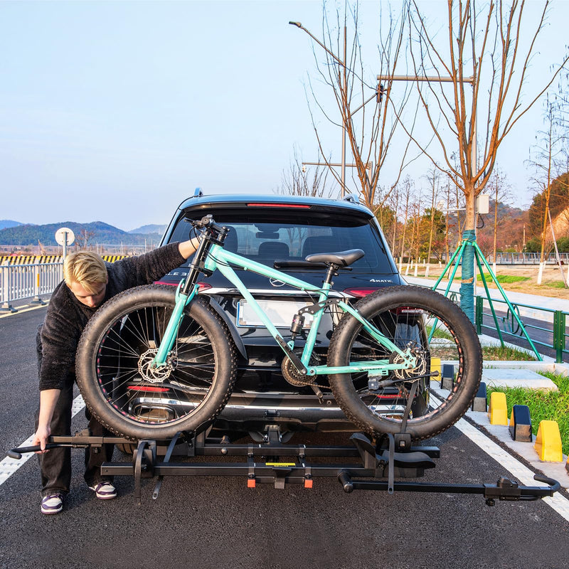 Load image into Gallery viewer, Goplus 2” Hitch Mount Bike Rack, 2 Bikes Platform Style Carrier w/Tilt-able Design for Easy Trunk Access
