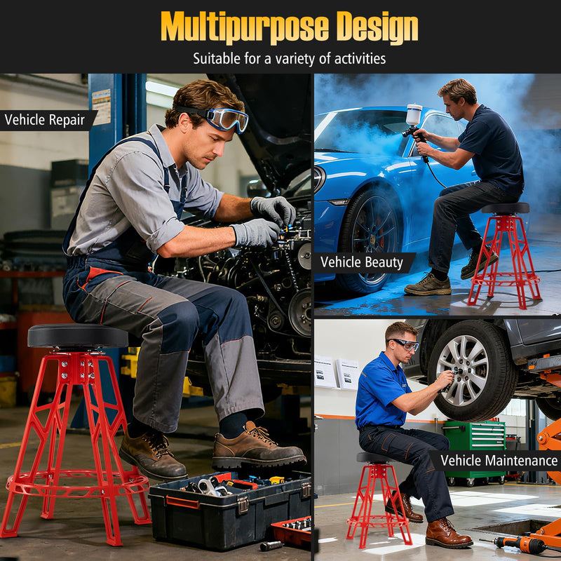 Load image into Gallery viewer, Goplus 28 Inch Swivel Shop Stool with Round Padded Seat &amp; Built-in Footrest
