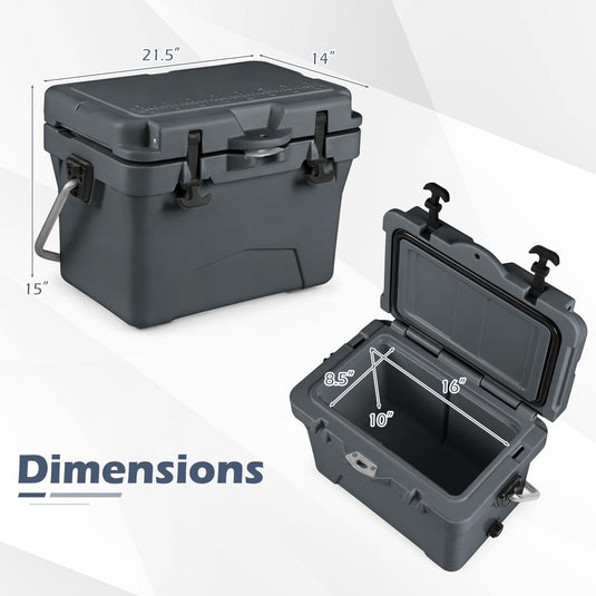 Goplus 20QT Insulated Ice Chest w/Portable Handles Cup Holders Ruler for Camping Fishing