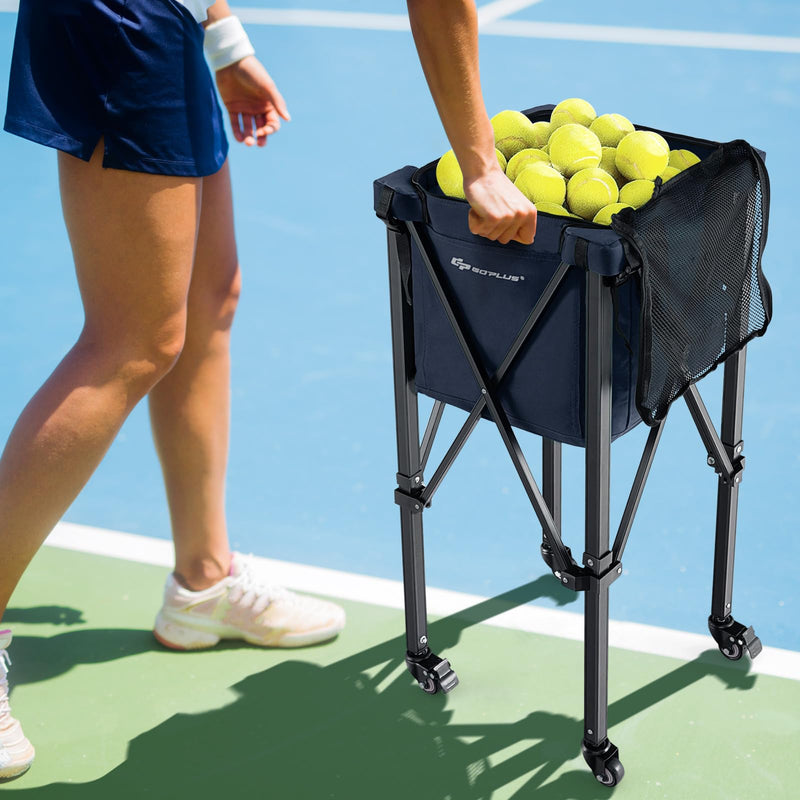 Load image into Gallery viewer, Goplus Foldable Tennis Ball Hoppers, Lightweight Aluminum Tennis Ball Basket
