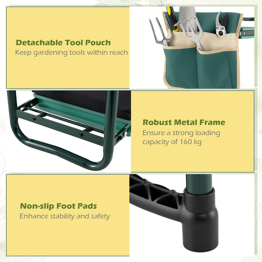 Goplus 11" Wide 2-in-1 Foldable Garden Kneeler and Seat for Seniors