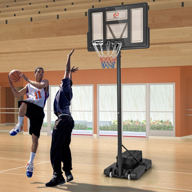Load image into Gallery viewer, Goplus 4.4-10 ft Adjustable Basketball Hoop Outdoor w/ 44&quot; Shatterproof Backboard &amp; Weight Bag
