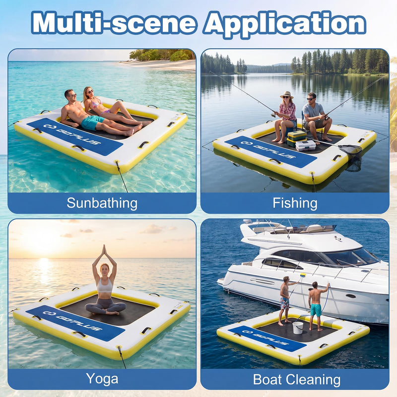 Load image into Gallery viewer, Goplus Inflatable Floating Dock 8FT x 8FT x 6 Inch Thick Swim Dock Platform
