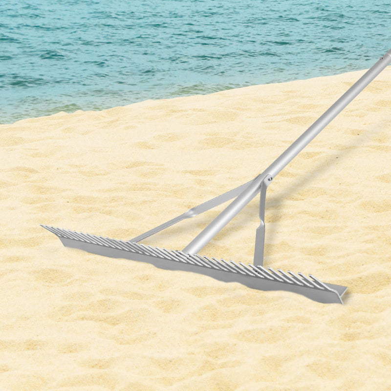 Load image into Gallery viewer, Goplus Landscape Rake 36 Inch, Aluminum Rake Head w/36 Tines and 68&quot; Long Non-slip Handle, Yard Rake Tool for Loosening &amp; Leveling Soil
