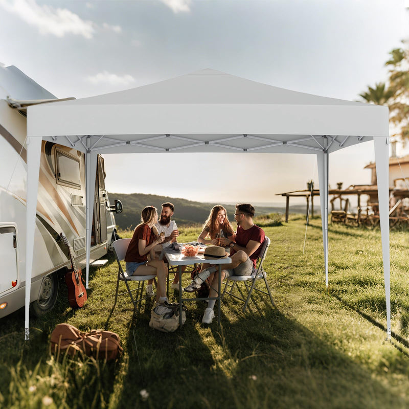 Load image into Gallery viewer, Goplus 10 FT x 10 FT Pop-Up Canopy Tent, Easy Setup Instant Folding Shelter w/Mesh Netting, Carry Bag, 8 Stakes &amp; 4 Ropes, Height Adjustable Sunshade, Commercial Tent for Campin
