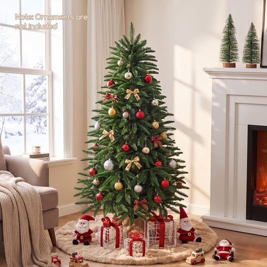 Goplus 5ft/6ft/7ft Pre-Lit Hinged Christmas Tree with 3 Lighted Gift Boxes