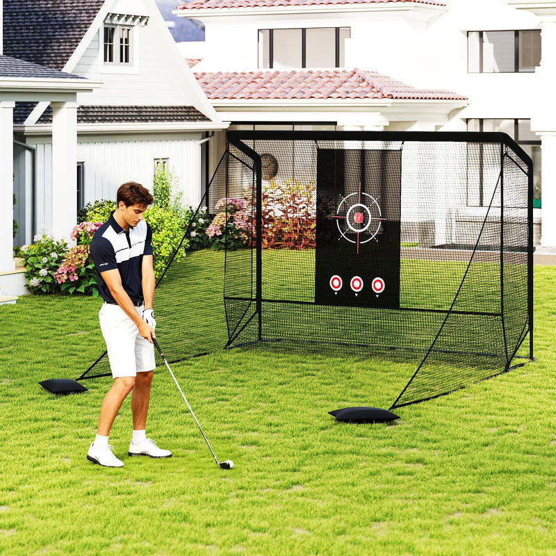 Load image into Gallery viewer, Goplus Golf Cage Practice Hitting Net Golfer Training Net w/Dual Side Barriers
