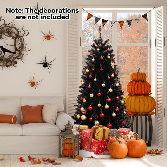 Black christmas tree with orange lights hotsell
