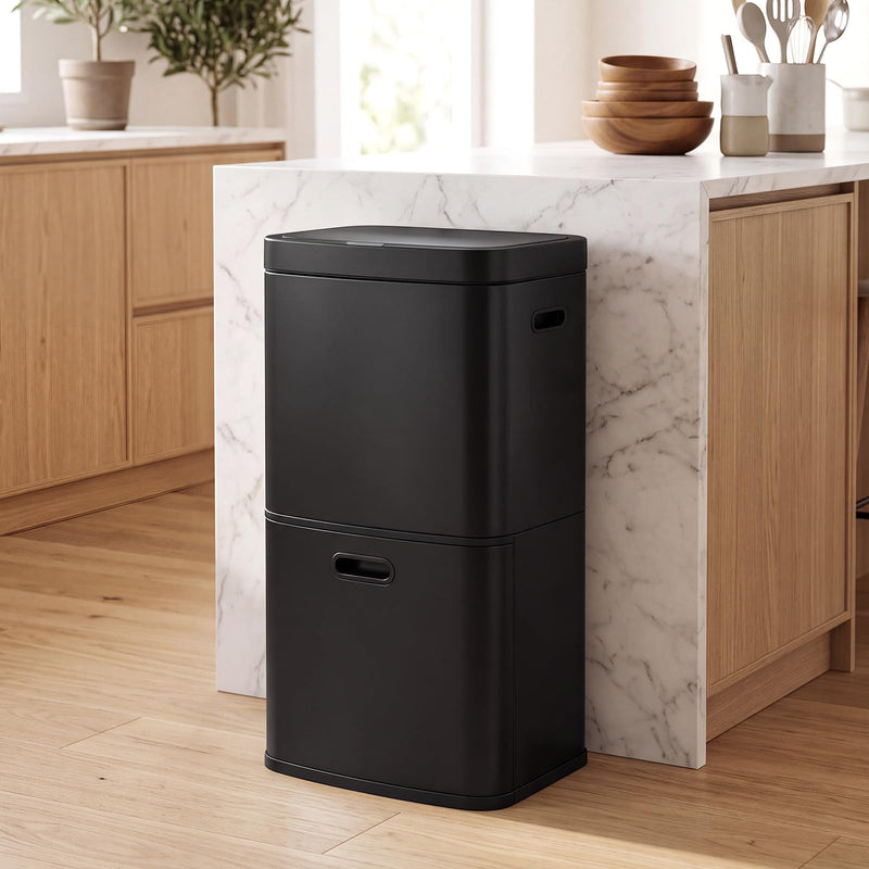 Load image into Gallery viewer, Goplus 13 Gal Stainless Steel Kitchen Trash Can w/Recycling Bin
