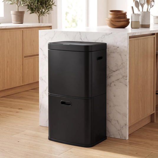 Goplus 13 Gal Stainless Steel Kitchen Trash Can w/Recycling Bin