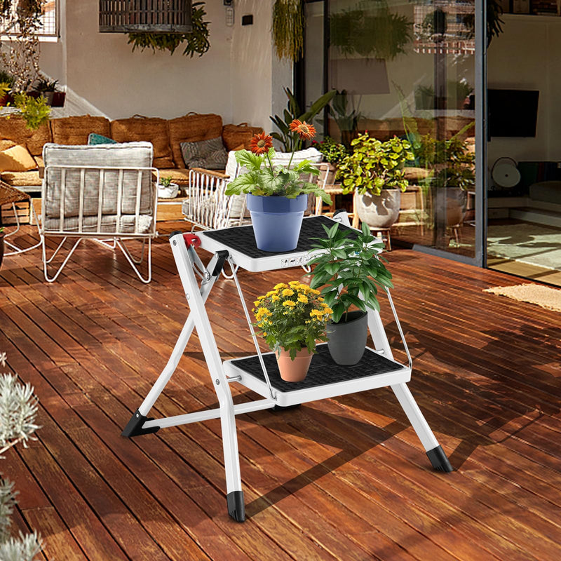 Load image into Gallery viewer, Goplus 2 Step Ladder, Lightweight Folding Step Stool with Anti-Slip Pedals
