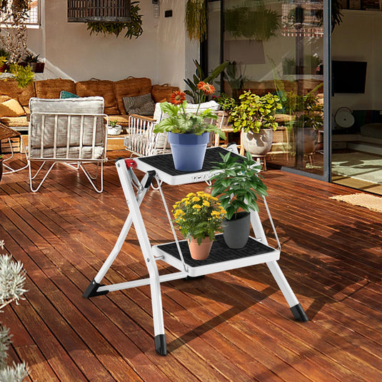 Goplus 2 Step Ladder, Lightweight Folding Step Stool with Anti-Slip Pedals