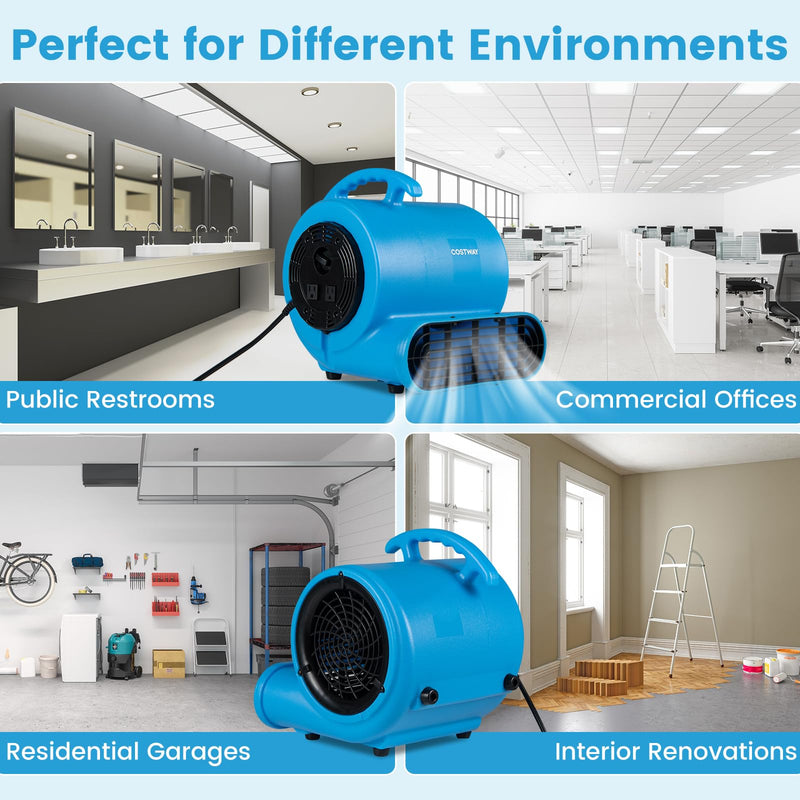 Load image into Gallery viewer, Goplus 1/3 HP Air Mover | 3-Speed 1000 CFM Commercial Blower Fan
