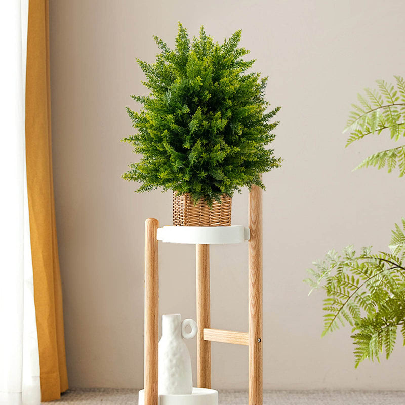 Load image into Gallery viewer, Goplus 21.5&quot; Artificial Tree, Set of 2 Faux Potted Plants Artificial Shrubs Bushes
