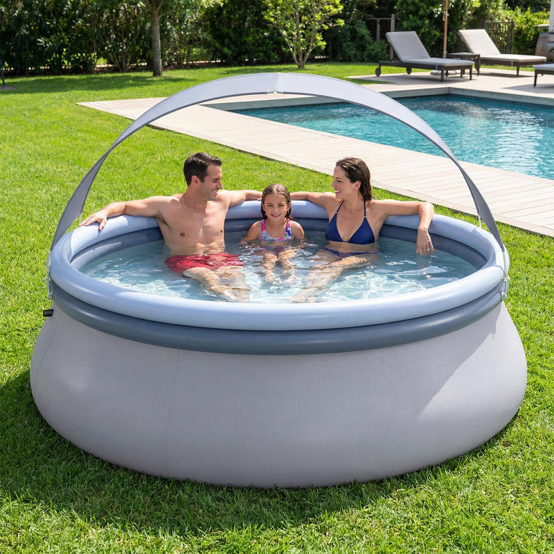 Load image into Gallery viewer, Goplus Inflatable Pool with Canopy Large Round Above Ground Swimming Pool
