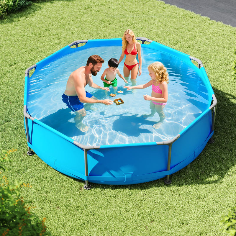 Load image into Gallery viewer, Goplus 10&#39; x 10&#39; x 30&#39;&#39; Metal Frame Family Pool Set w/PVC Fabric &amp; Drainage Valve Connector
