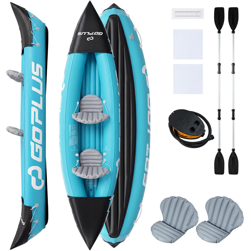 Load image into Gallery viewer, Goplus 10.5 FT Inflatable Kayak 2 Person with Aluminum Paddles Fin Seats and Foot Pump
