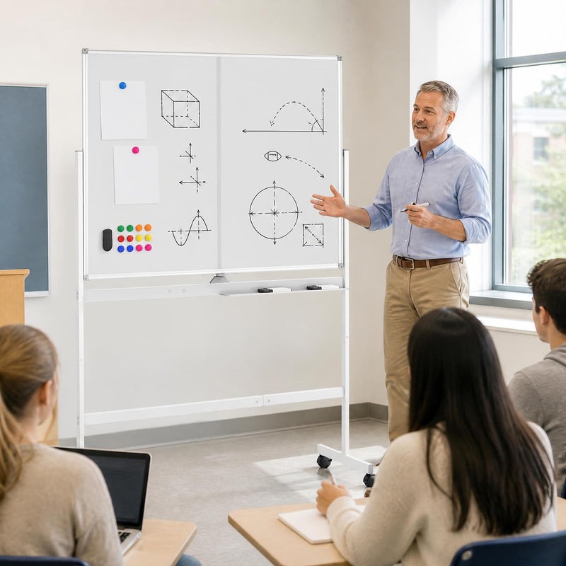 Load image into Gallery viewer, Goplus 48” x 36” Mobile White Board with Lockable Universal Wheels
