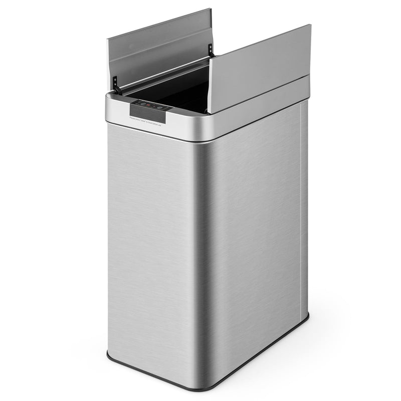 Load image into Gallery viewer, Goplus Slim Kitchen Trash Can, 13.2 Gallon Motion Sensor Garbage Bin with Wing Lids, Anti-Fingerprint Touchless Waste Bin
