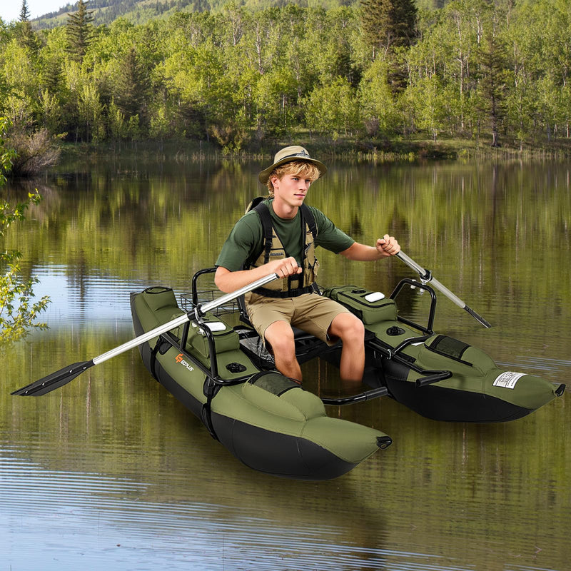 Load image into Gallery viewer, Goplus Inflatable Fishing Float Tube w/Pump Paddles Fish Ruler | 400 LBS Load Capacity
