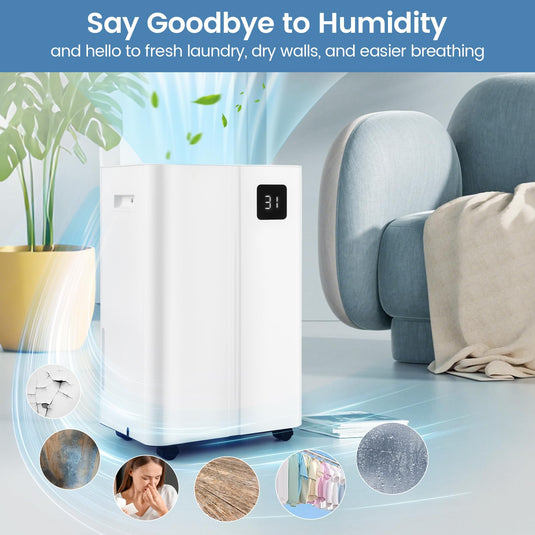 4500 Sq.Ft Dehumidifier for Basement, 54 Pints Dehumidifier with 4L Water Tank, 3 Modes, Timer