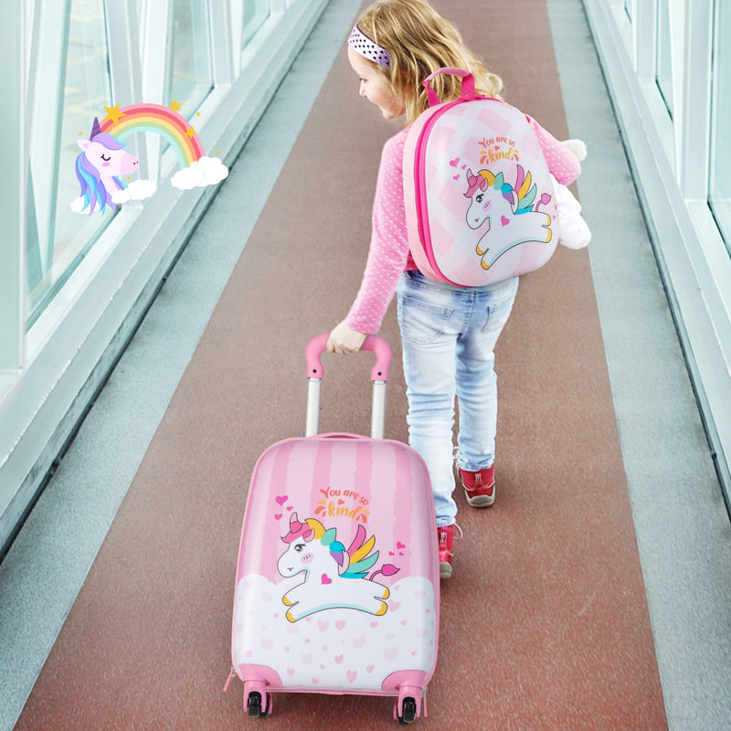 Load image into Gallery viewer, Goplus 2PC Kids Luggage, 12&quot; &amp; 16&quot; Kids Carry On Luggage Set, Lightweight Spinner Suitcases
