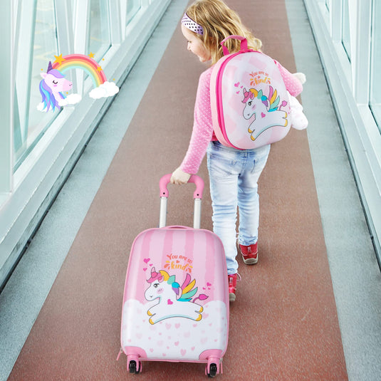 Goplus 2PC Kids Luggage, 12" & 16" Kids Carry On Luggage Set, Lightweight Spinner Suitcases