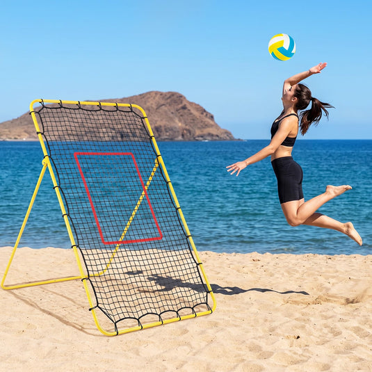 Goplus 7x4 FT Volleyball Rebounder Net with 4 Adjustable Angles