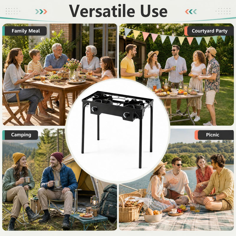 Load image into Gallery viewer, Goplus Outdoor Dual Burner Gas Stove | 160,000 BTU High Pressure

