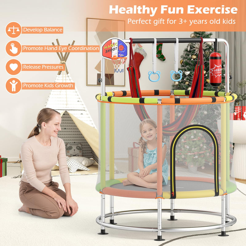 Load image into Gallery viewer, Goplus 55&quot; Mini Trampoline for Kids Up to 440LBS with Hammock &amp; Safety Net
