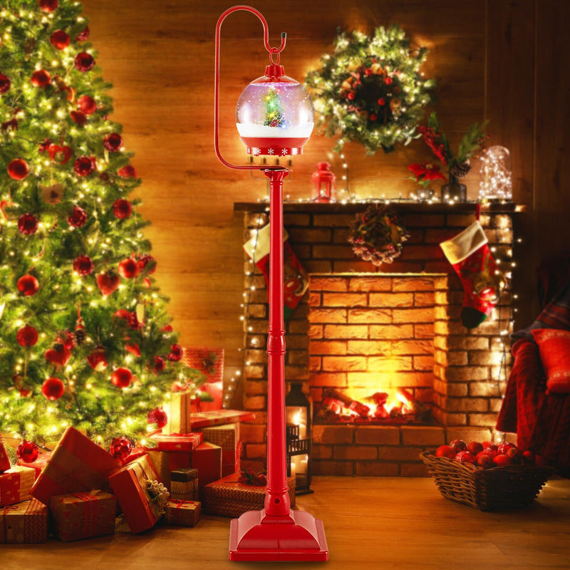 Load image into Gallery viewer, Goplus 68 Inch Musical Christmas Street Lamp, Festive Lamp Post w/Sound-Activated Snow Globe Lantern
