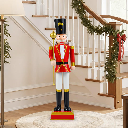 Goplus 32.5 Inch Christmas Nutcracker with High Hat and Beautiful Scepter