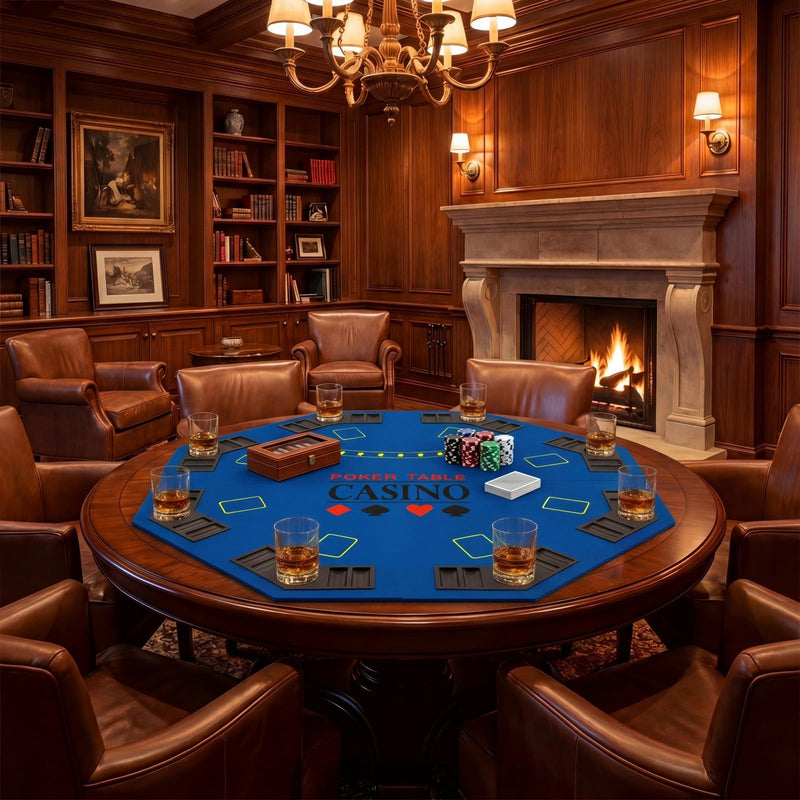 Load image into Gallery viewer, Goplus 48" Foldable Octagonal Poker Table Top 8 Players w/Chip Trays for Texas Hold'em Blackjack
