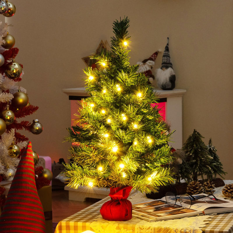 Load image into Gallery viewer, Goplus Tabletop Battery Operated Small Fir Xmas Tree with Warm White LED Lights
