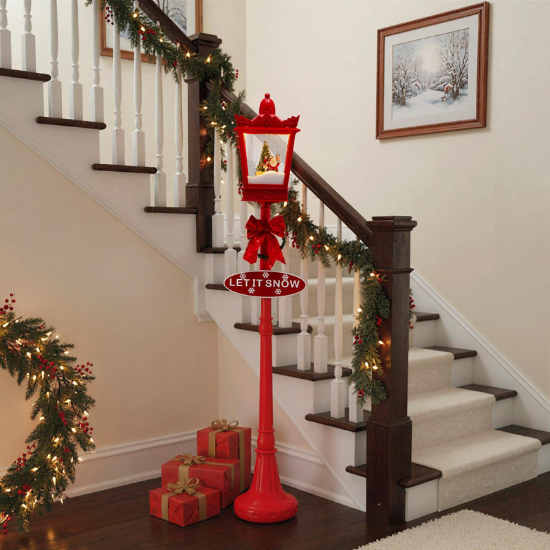 Load image into Gallery viewer, Goplus 8 ft Musical Christmas Streetlight w/Warm White LED Lights Snowy Effects Santa Scene
