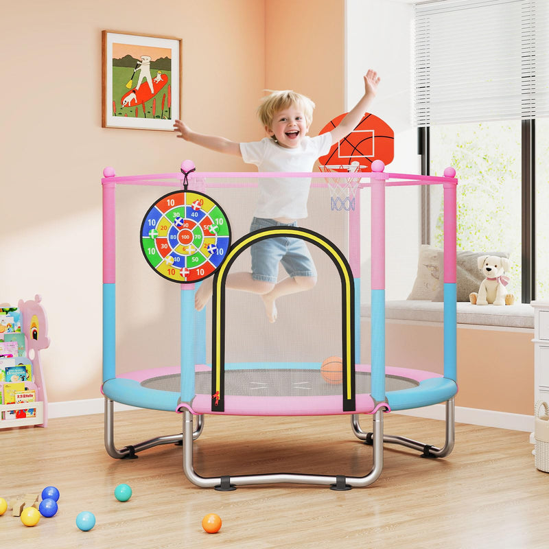 Load image into Gallery viewer, Goplus 60&quot; Toddler Recreational Trampoline with Basketball Hoop for 3-6 Years Old Kids
