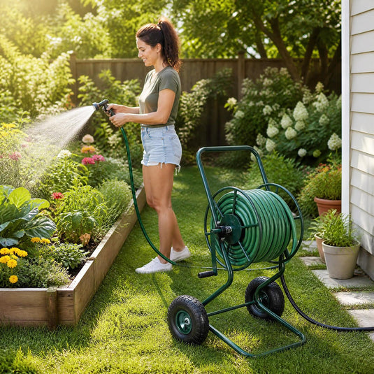 Goplus Heavy Duty Garden Hose Reel Cart | Holds up to 300 FT of 5/8" Hose